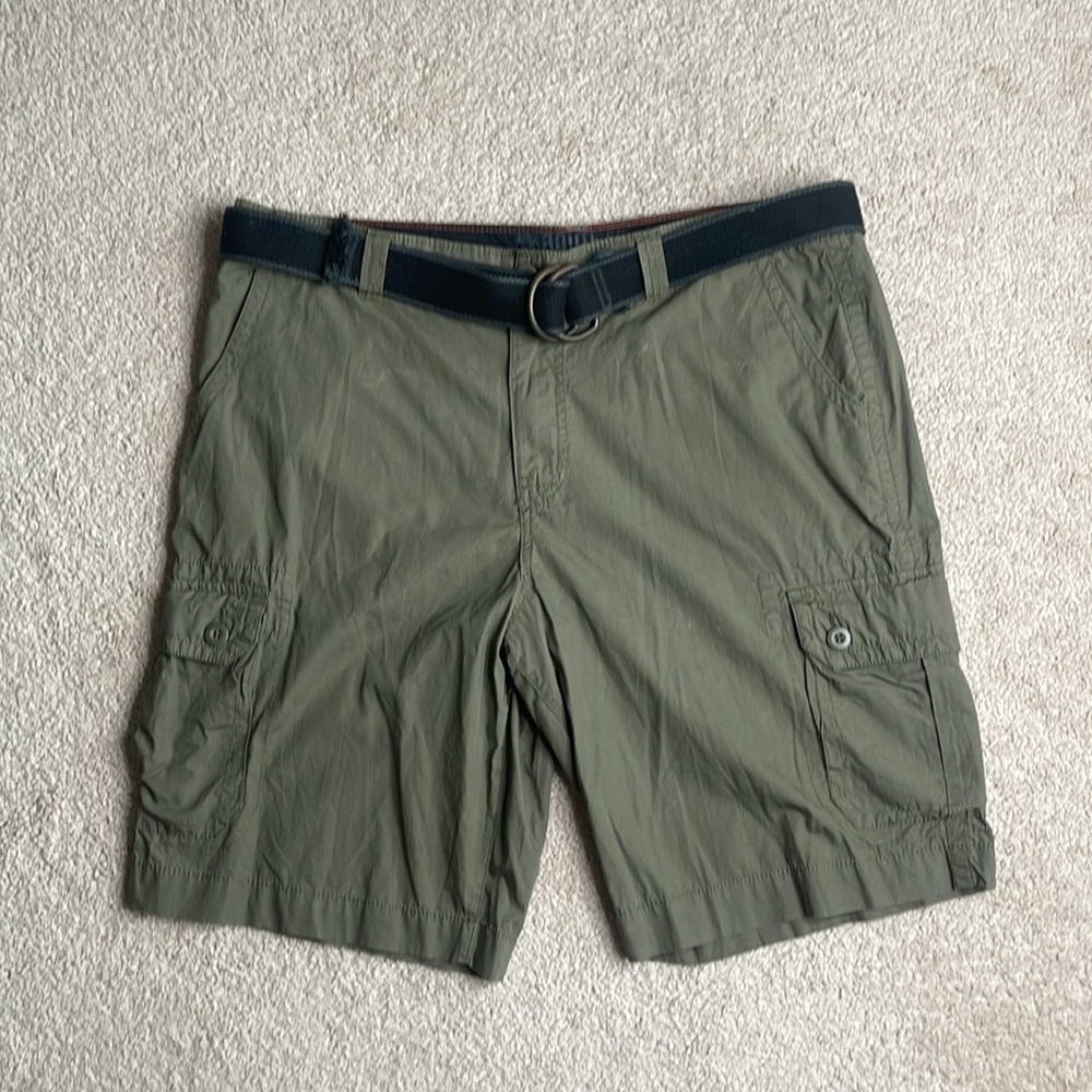 Route 66 Green Cargo Shorts with Belt